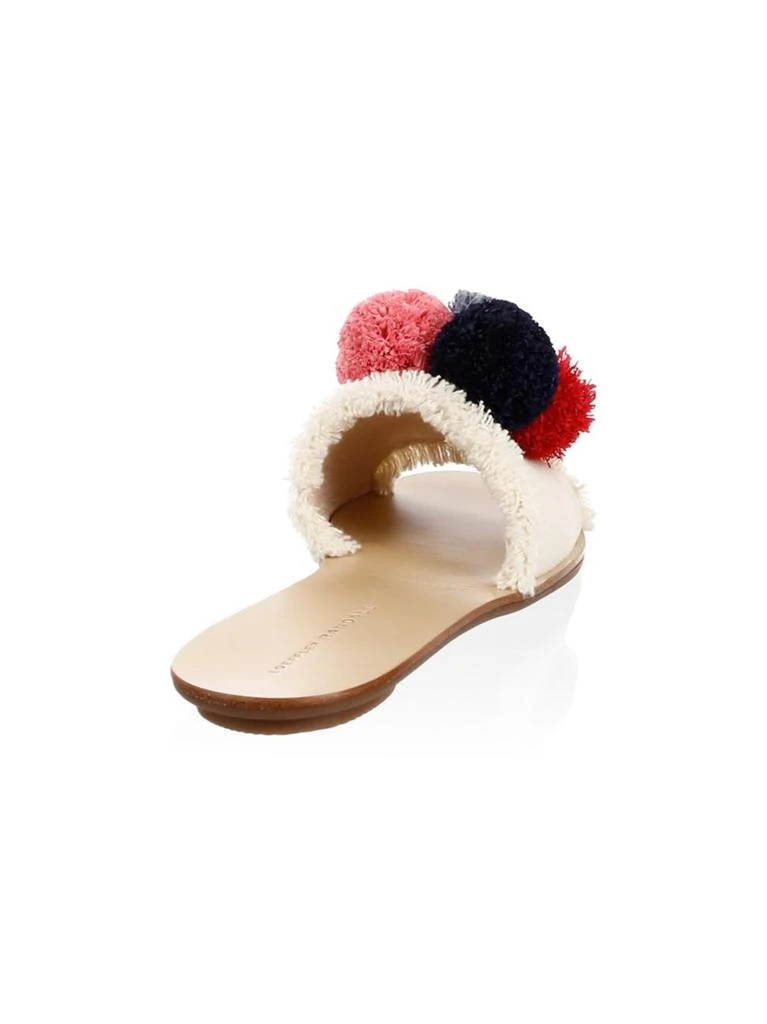 商品Loeffler Randall|Gabi Leather & Canvas Pom Pom Slides,价格¥886,第3张图片详细描述