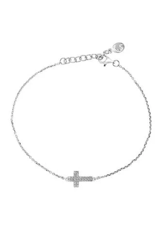 商品Effy|1 10 Ct. T.w. Diamond Cross Bracelet In Sterling Silver,价格¥1384,第1张图片