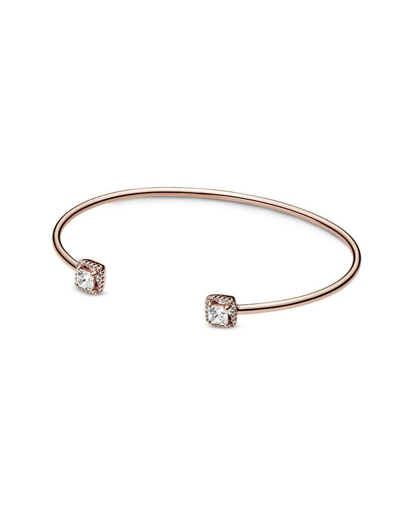 商品PANDORA|Pandora Rose 14K Rose Gold Plated CZ Square Sparkle Open Bangle,价格¥796,第1张图片