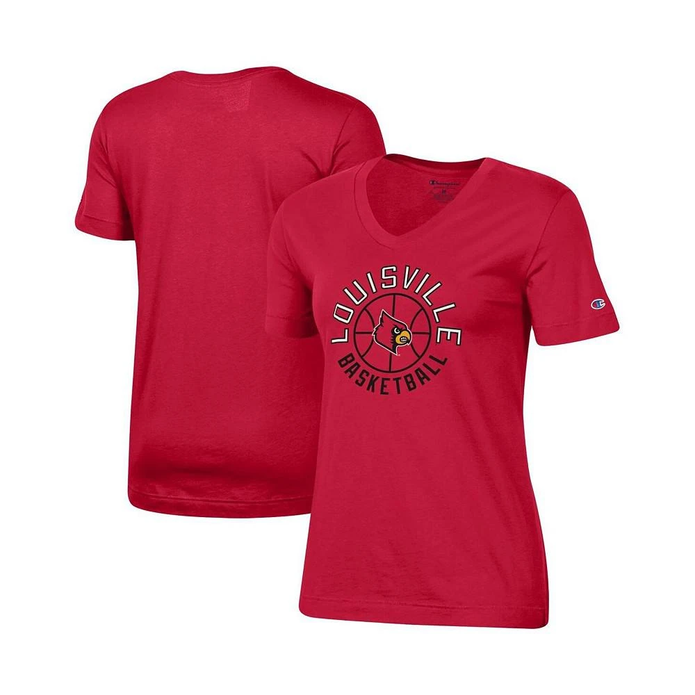商品CHAMPION|Women's Red Louisville Cardinals Basketball V-Neck T-shirt,价格¥148,第1张图片