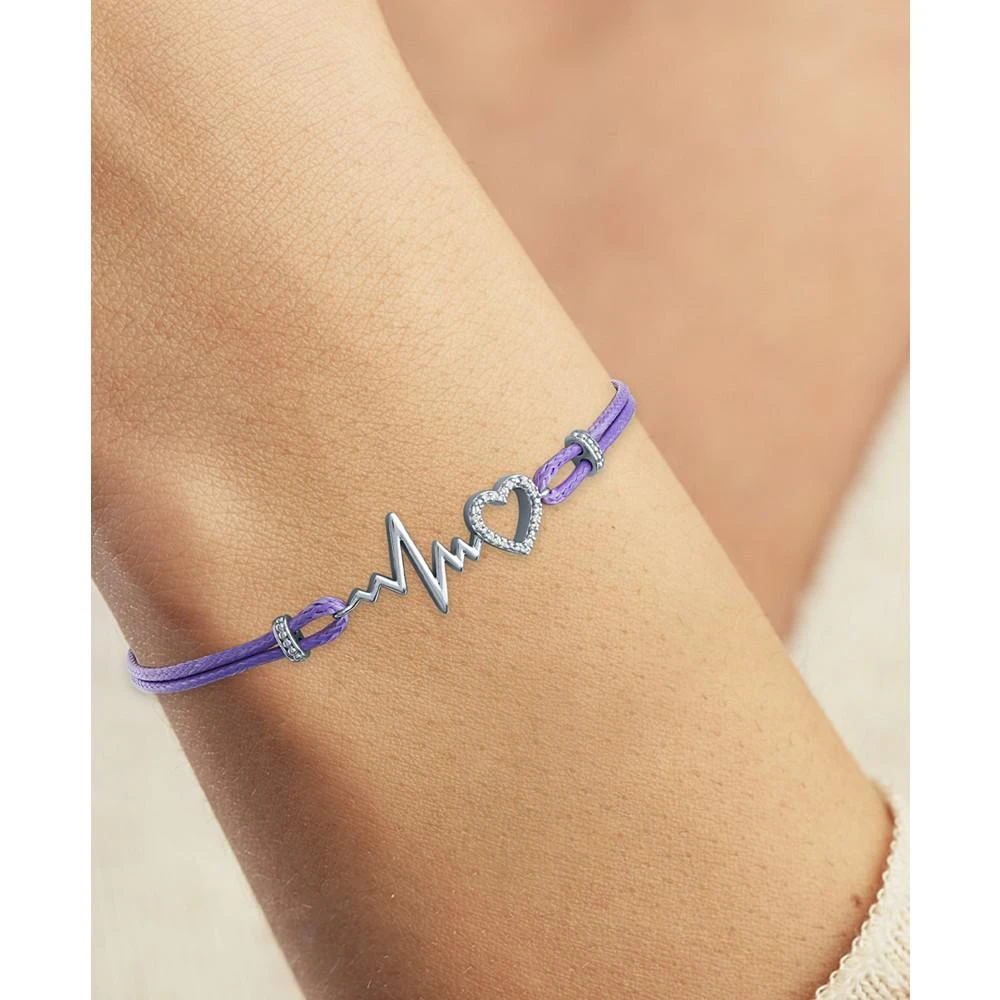 商品Macy's|Diamond Accent Heartbeat Purple Cord Bracelet in Sterling Silver,价格¥187,第2张图片详细描述