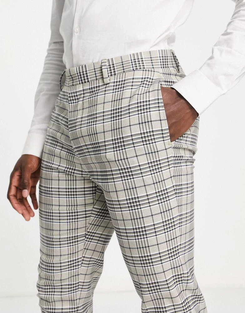 商品ASOS|ASOS DESIGN skinny suit trousers in beige and brown check,价格¥170,第4张图片详细描述