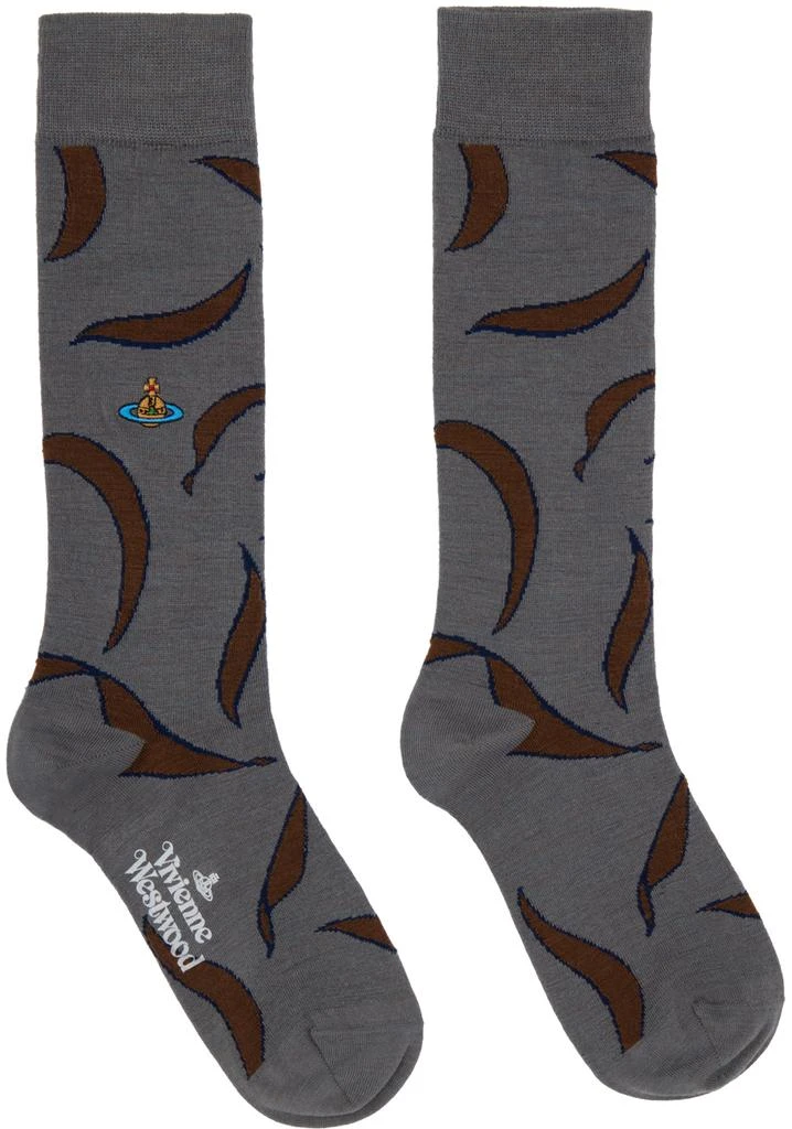 商品Vivienne Westwood|Gray Embroidered Socks,价格¥242,第1张图片