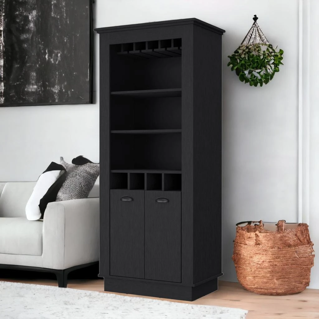 商品Homezia|70" Black Bar Cabinet With Wine Storage,价格¥7584,第2张图片详细描述