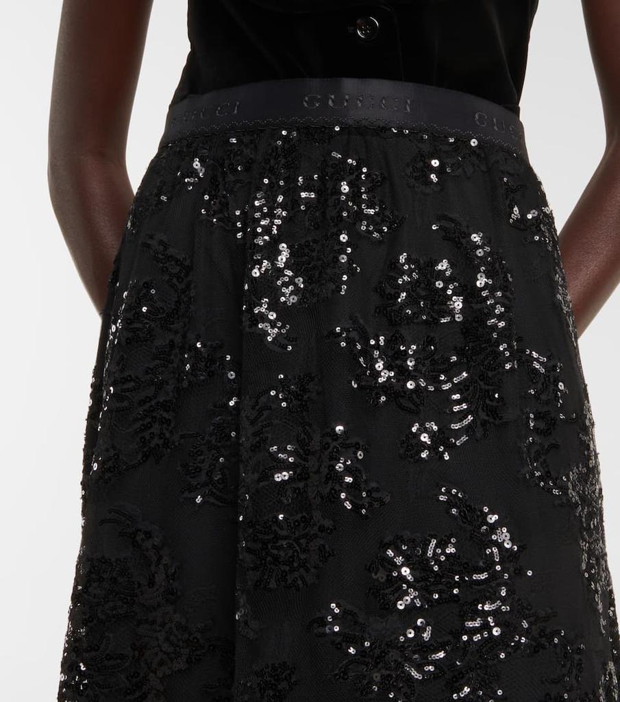 商品Gucci|Sequined lace midi skirt,价格¥36789,第6张图片详细描述