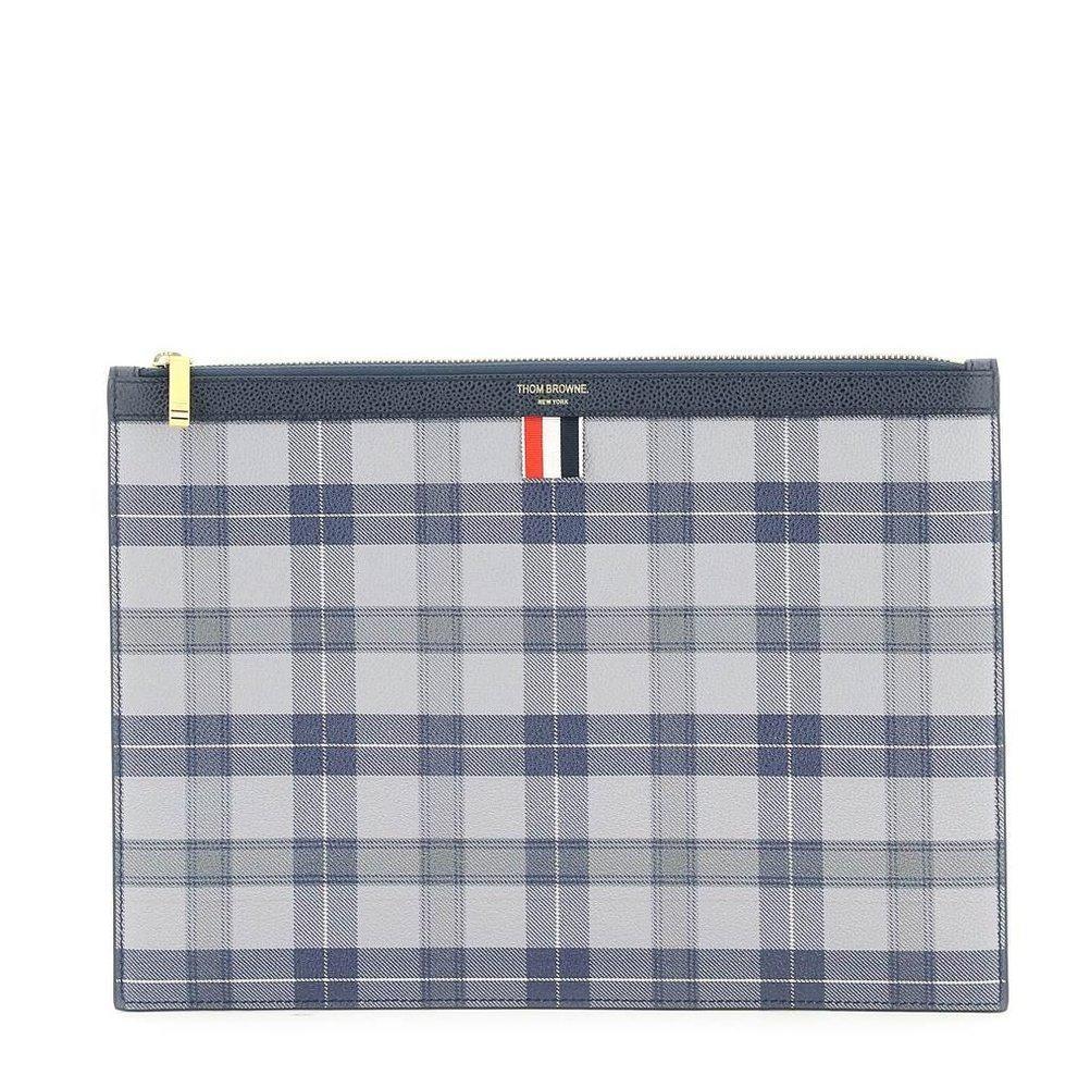 商品Thom Browne|Thom Browne All-Over Tartan Print Medium Clutch Bag,价格¥6485,第1张图片