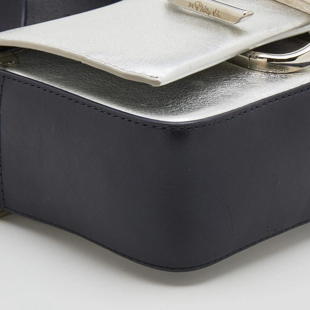 3.1 Phillip Lim Silver/Dark Blue Leather Mini Alix Flap Crossbody Bag 商品