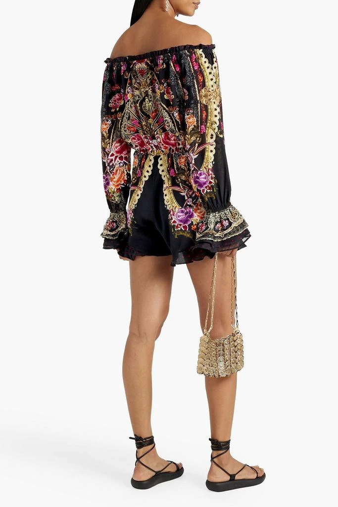 商品Camilla|Off-the-shoulder embellished printed silk-chiffon playsuit,价格¥1468,第3张图片详细描述