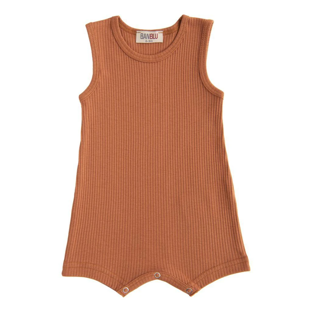 商品BANBLU|Orange Terracotta Sleeveless Modal Romper,价格¥191,第2张图片详细描述