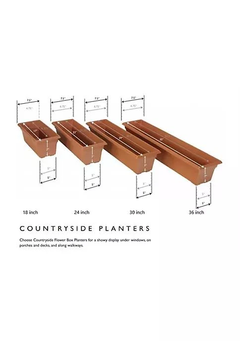 商品Novelty|Novelty Countryside Flower Box Planter 30 Inch Terracotta,价格¥192,第4张图片详细描述