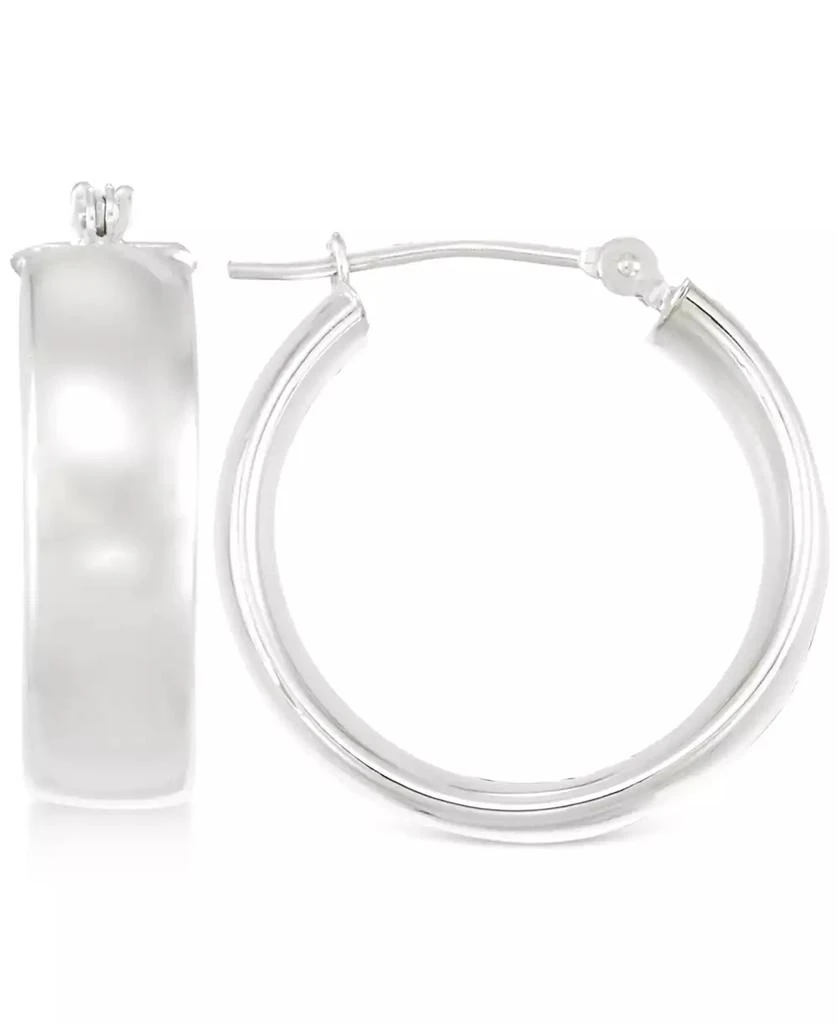 商品Macy's|Polished Wide Hoop Earrings in 10k White Gold,价格¥1688,第1张图片