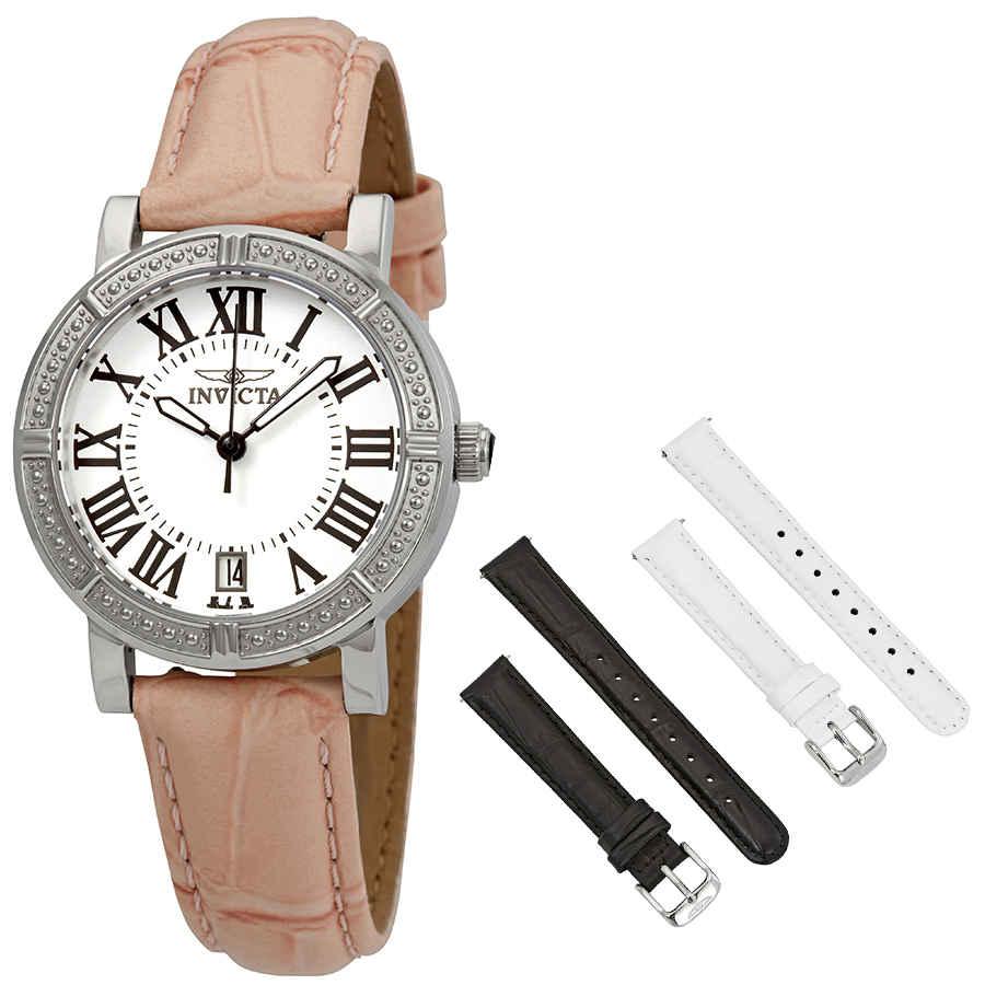 Invicta Wildflower Silver Dial Pink Leather Ladies Watch 13967商品第1张图片规格展示