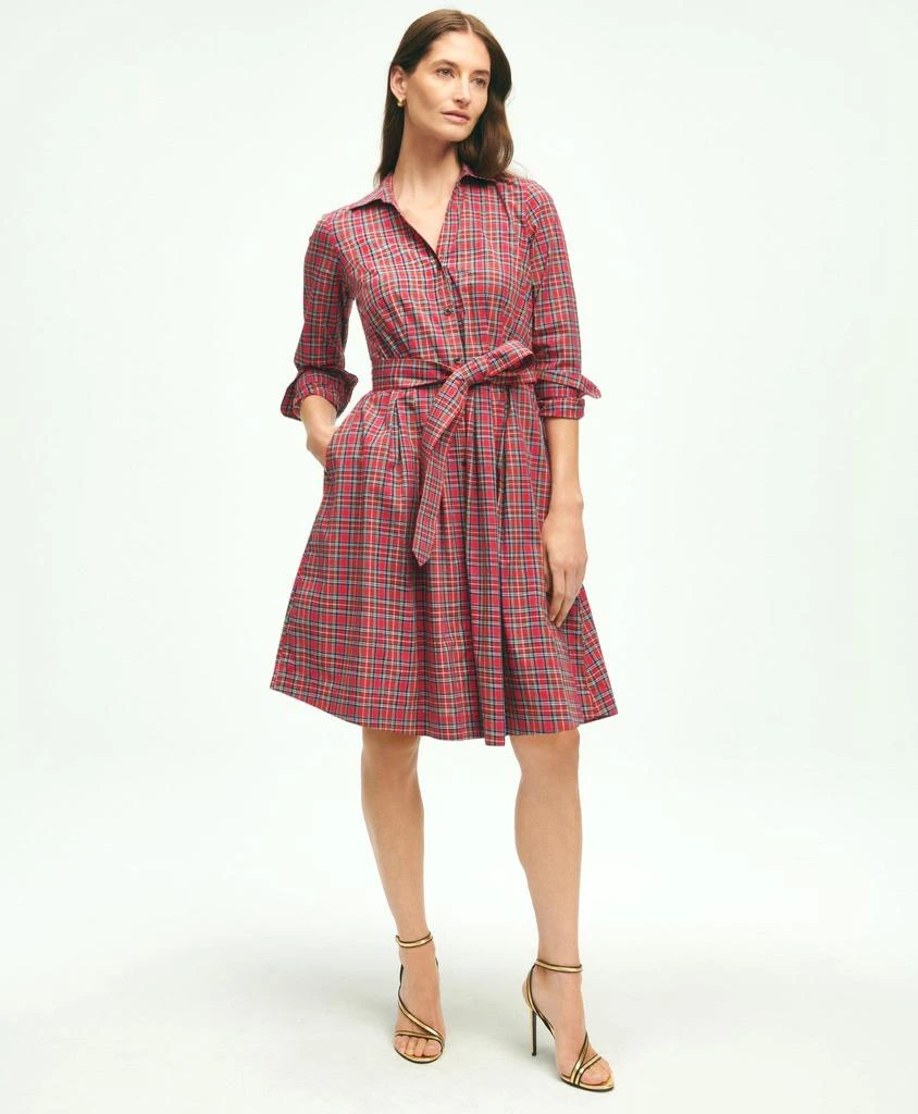 商品Brooks Brothers|Cotton A-Line Plaid Shirt Dress,价格¥699,第1张图片