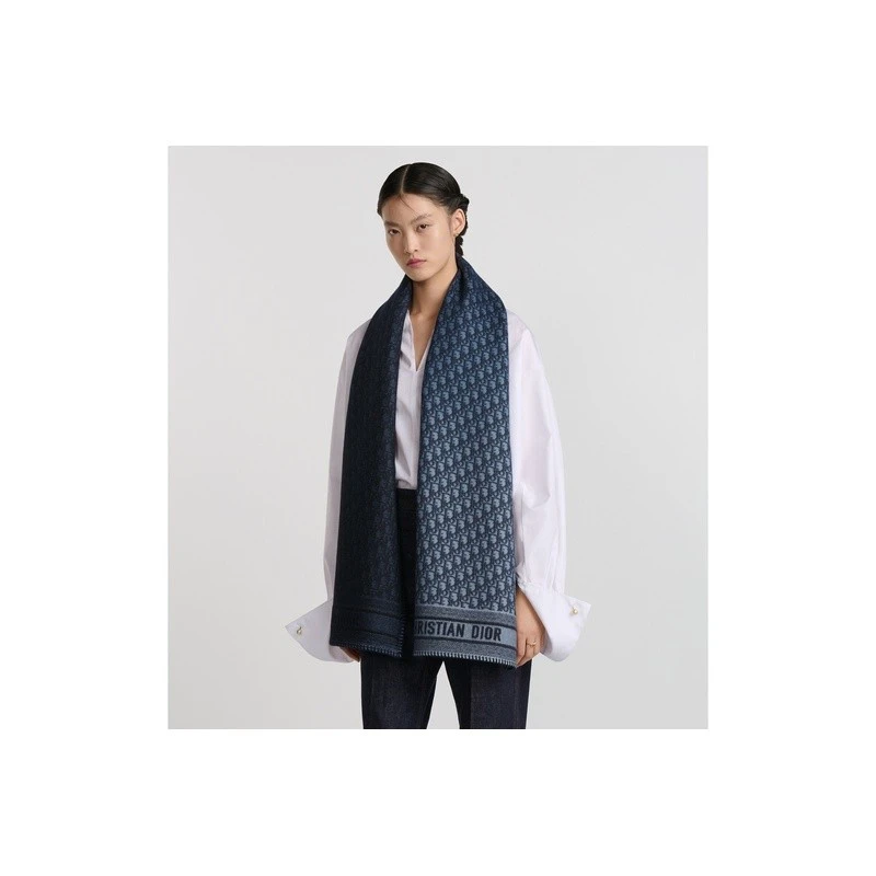 商品Dior|Dior 迪奥 女士蓝色羊绒围巾,价格¥7672,第4张图片详细描述