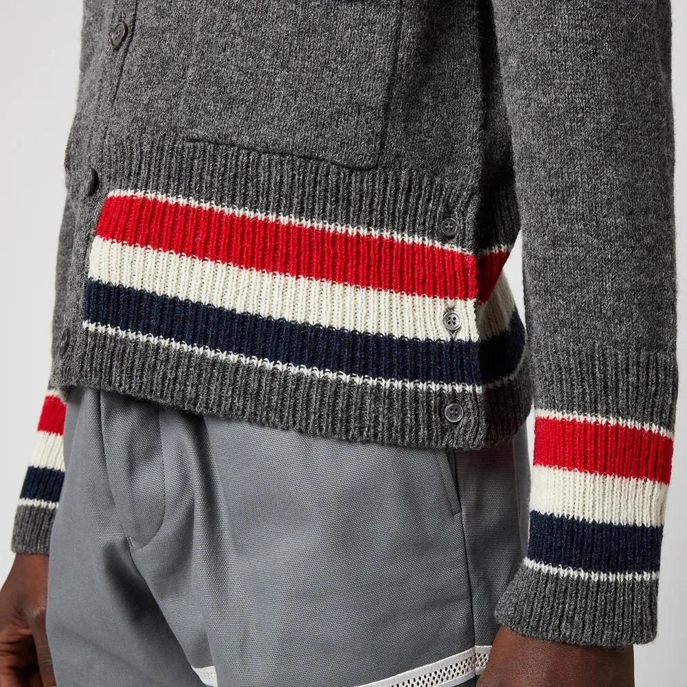 商品Thom Browne|Thom Browne Men's Tricolour Stripe Shetland Wool Classic V-Neck Cardigan,价格¥4733,第3张图片详细描述