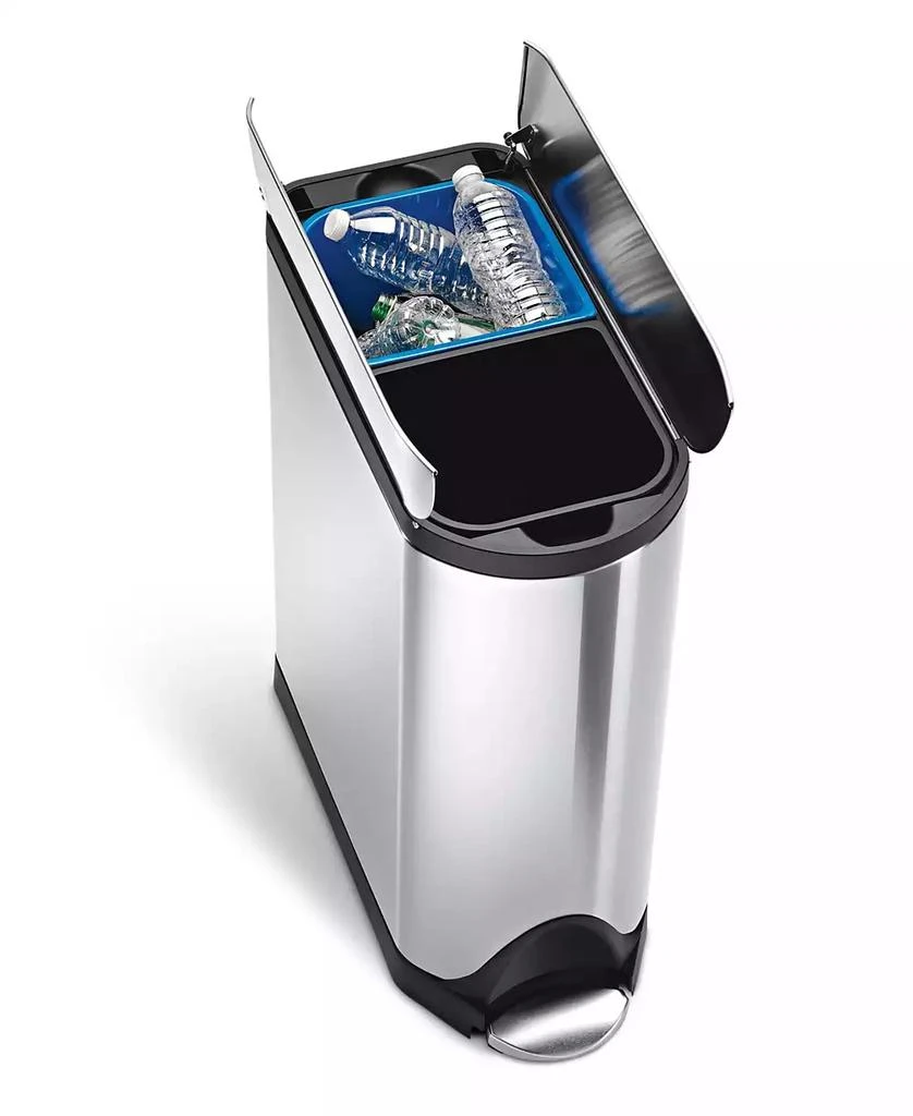 商品simplehuman|Brushed Stainless Steel 40 Liter Fingerprint Proof Dual Recycler Butterfly Trash Can,价格¥1212,第1张图片