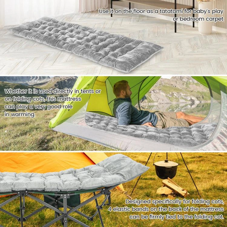 商品Hivvago|75 x 27.5 Inch Camping Cot Pads with Soft and Breathable Crystal Velvet-Gray,价格¥365,第3张图片详细描述