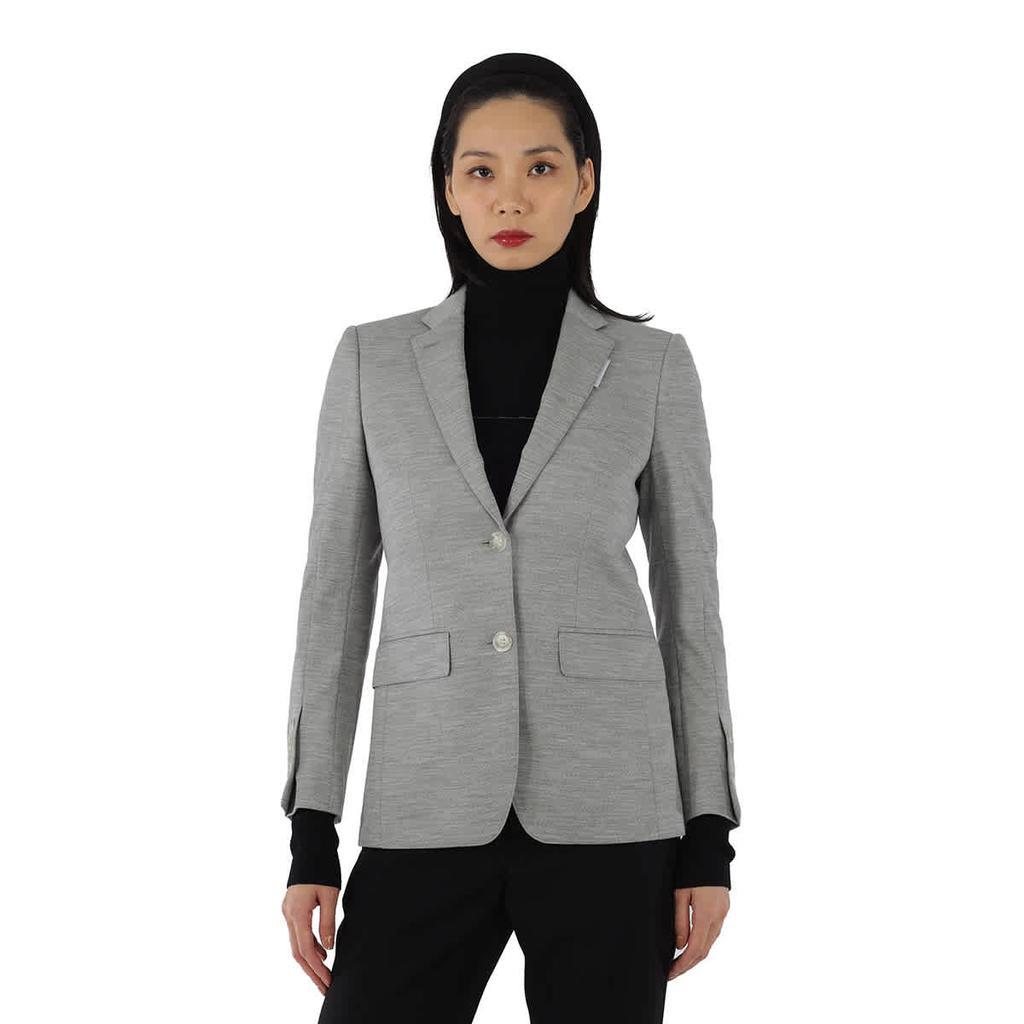商品Burberry|Grey Taupe Melange Technical Wool Jersey Blazer,价格¥7188,第1张图片