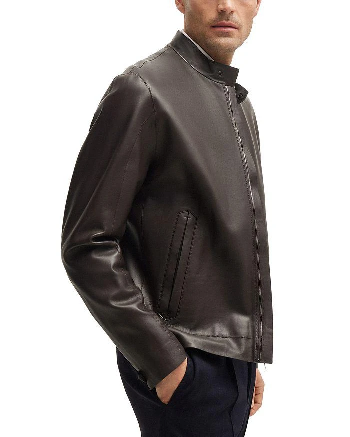 商品Hugo Boss|BOSS Mikero Zip Front Leather Jacket,价格¥4749,第4张图片详细描述