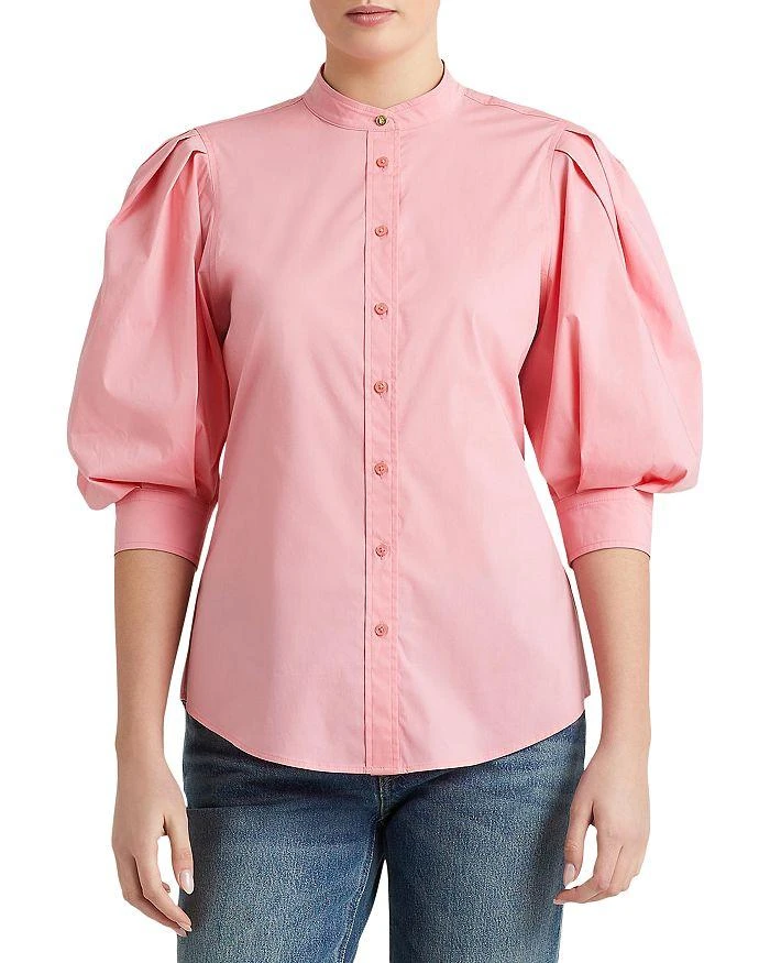 商品Ralph Lauren|Button Front Blouson Sleeve Top,价格¥284,第1张图片