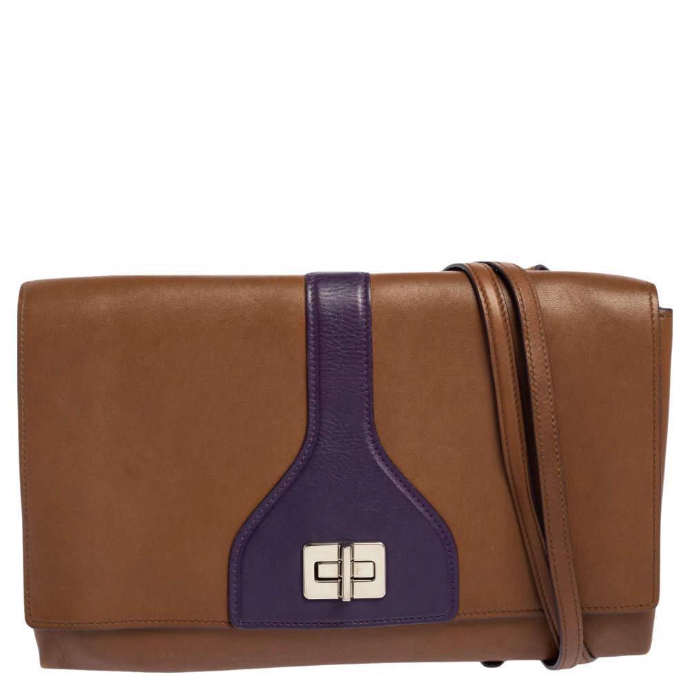 商品[二手商品] Prada|Prada Tan Vitello Soft Leather Flap Turn Lock Shoulder Bag,价格¥1215,第1张图片