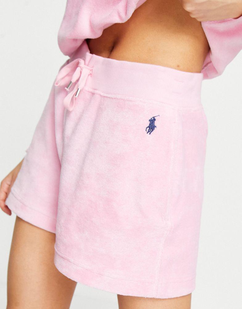 商品Ralph Lauren|Polo Ralph Lauren co-ord terry toweling short in pink,价格¥693,第4张图片详细描述