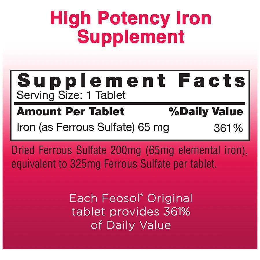 商品Feosol|Original Ferrous Sulfate Iron Supplement Tablets,价格¥96,第5张图片详细描述