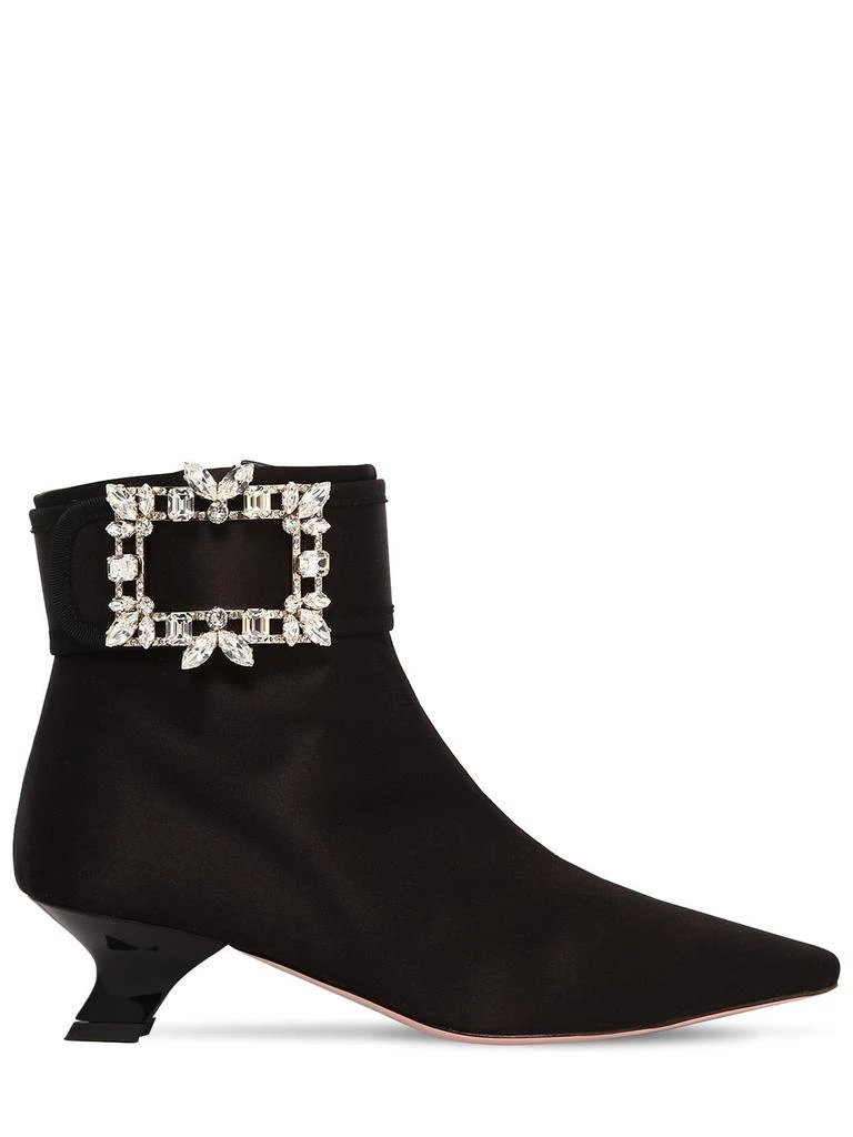 商品Roger Vivier|45mm Trianon Crystal Buckle Satin Boots,价格¥15287,第1张图片