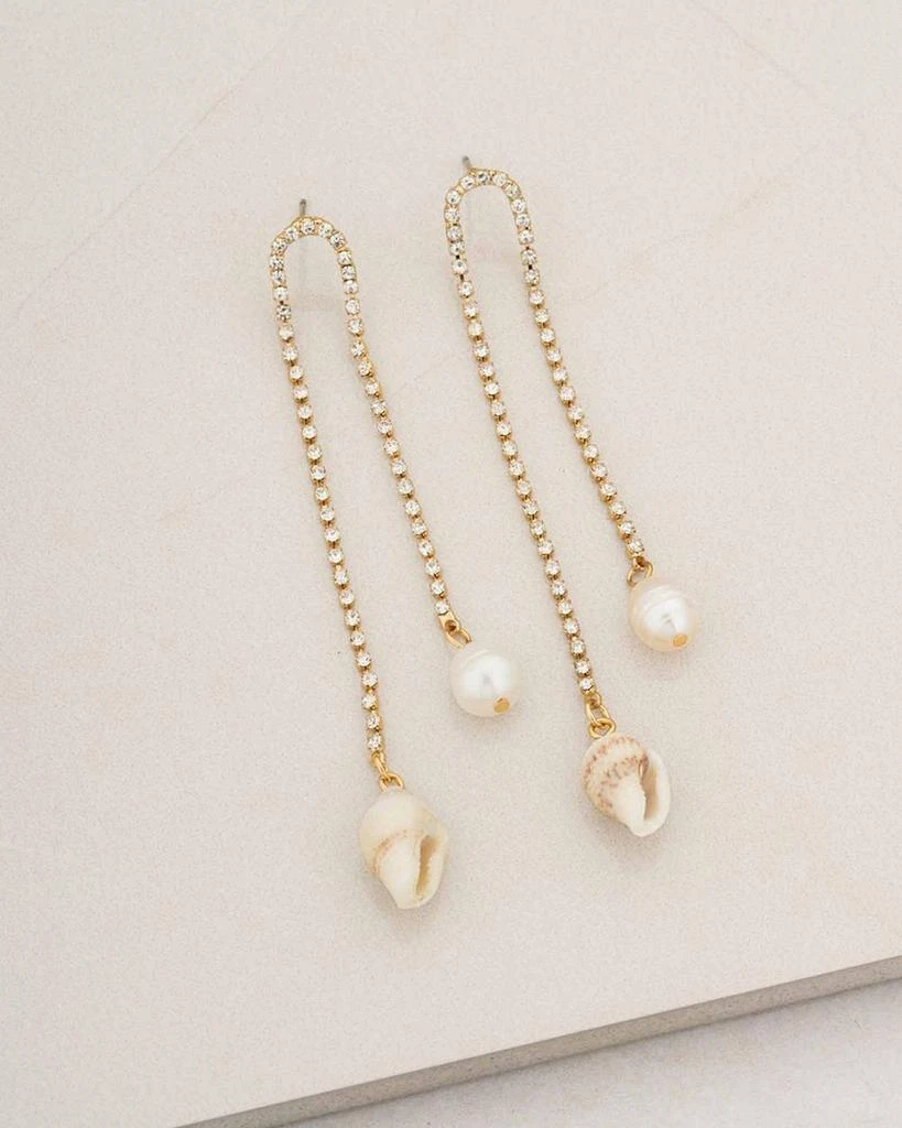 Cultured Freshwater Pearl, Shell, & Crystal Vacation Chain Drop Earrings 商品