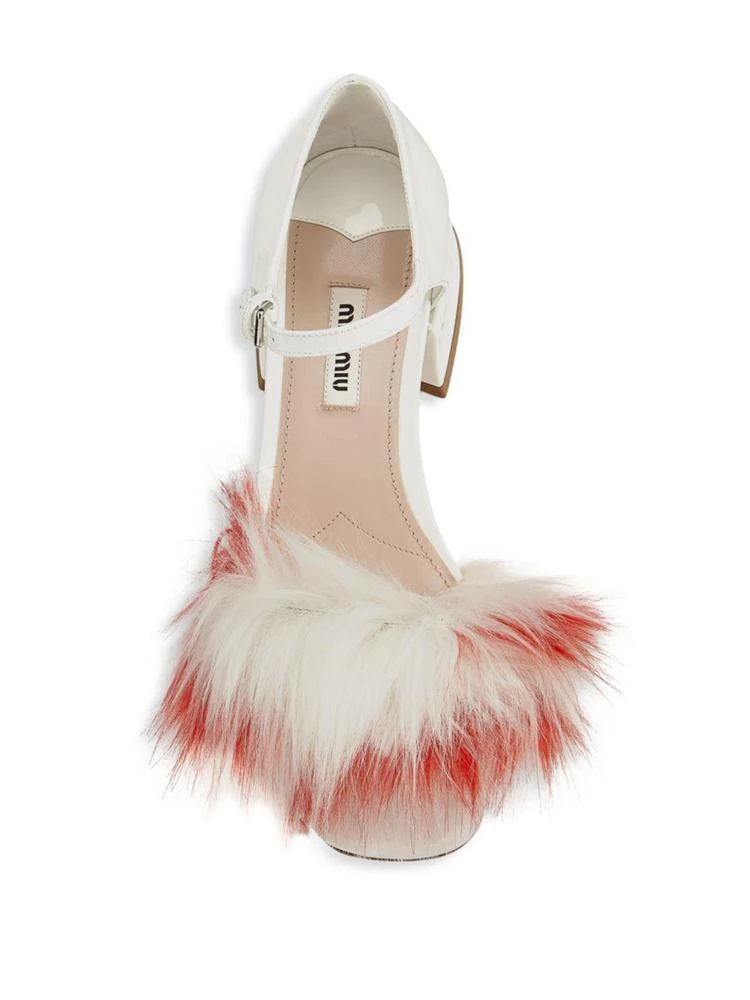 商品Miu Miu|Eco Fur & Patent Leather Ankle-Strap Sandals,价格¥4425,第4张图片详细描述