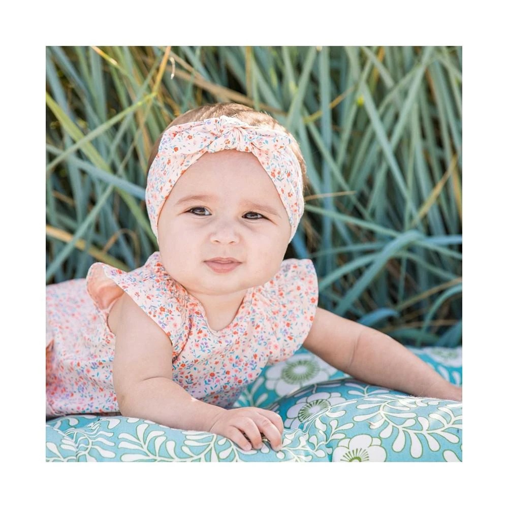 商品Deux par Deux|Baby Girl Organic Cotton Printed Headband & Bib Set Pink Little Flowers - Infant,价格¥101,第2张图片详细描述
