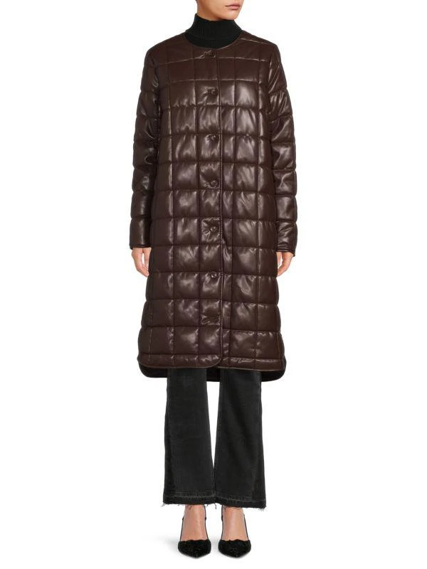 商品Calvin Klein|Longline Faux Leather Puffer Jacket,价格¥484,第1张图片