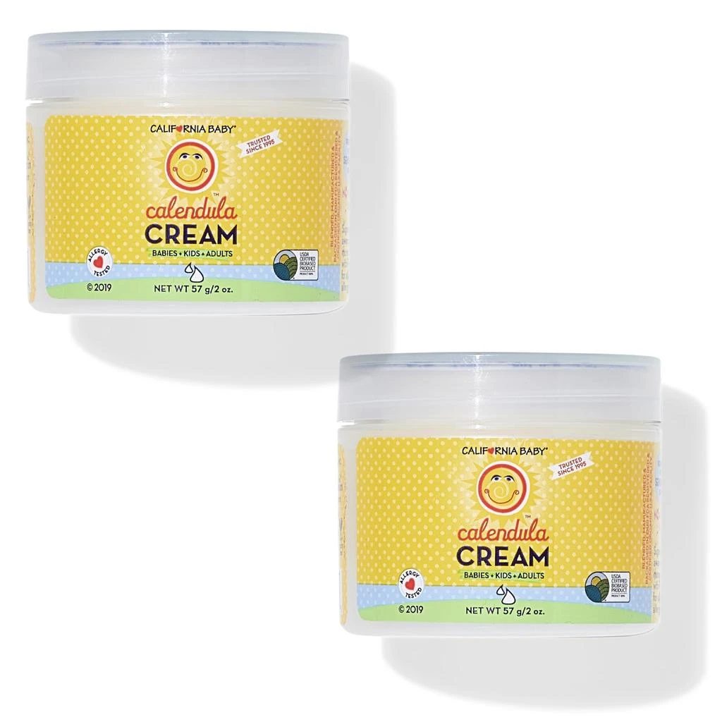 商品California Baby|California Baby Calendula Cream | Ultra-Soothing Baby Face Cream | 100% Plant-Based | Organic Calendula + Aloe Vera | Lavender Scent | Baby Lotion For Sensitive Skin | 2 oz (Pack of 2),价格¥362,第1张图片