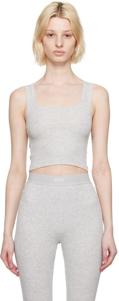 商品SKIMS|Gray Cotton Rib Crop Tank Top,价格¥276,第1张图片