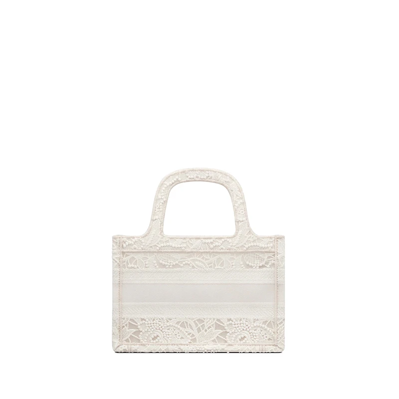 DIOR/迪奥 22新款Dior Book Tote系列 女士迷你款自然色织物花边刺绣徽标刺印手提托特包S5475ZROL_M925 商品