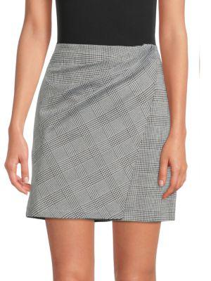 Checked Faux Wrap Mini Skirt商品第1张图片规格展示