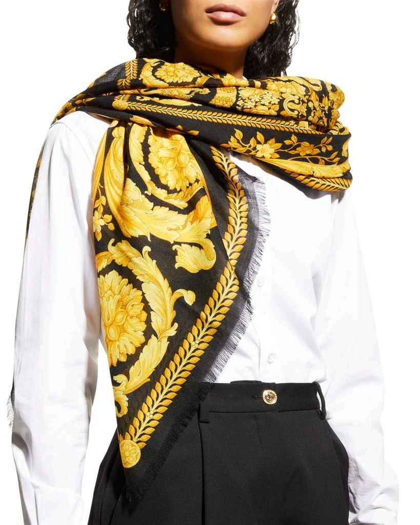 商品Versace|Barocco-Print Cashmere-Blend Scarf,价格¥5737,第3张图片详细描述