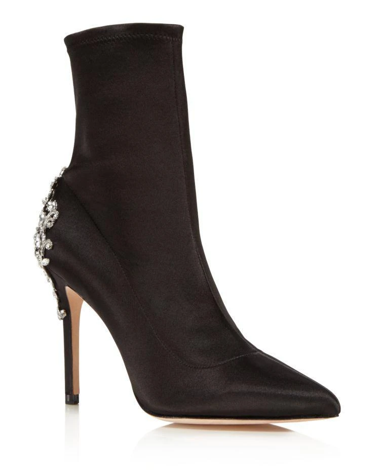 商品Badgley Mischka|Badgley Mischa Meg Satin Embellished High-Heel Booties ,价格¥1100,第1张图片