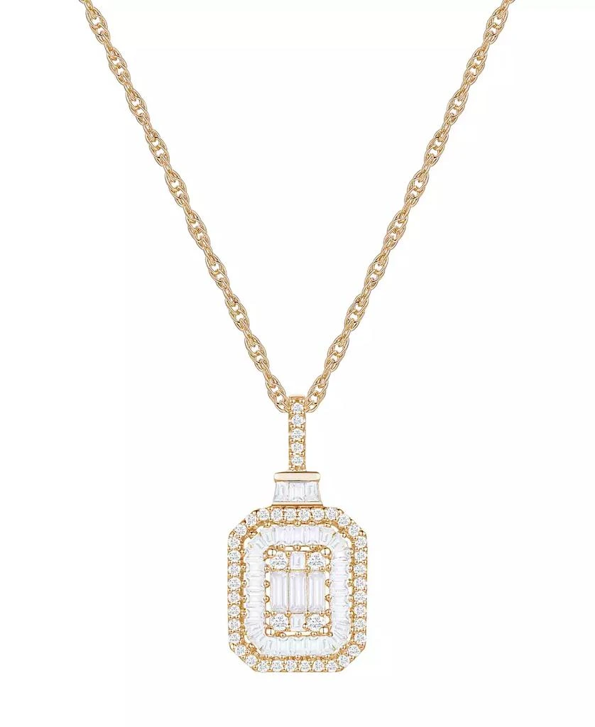 商品Macy's|Diamond Baguette & Round Pendant Necklace (1/2 ct. t.w) in 14K White Gold (also in 14K Yellow Gold),价格¥5302,第1张图片