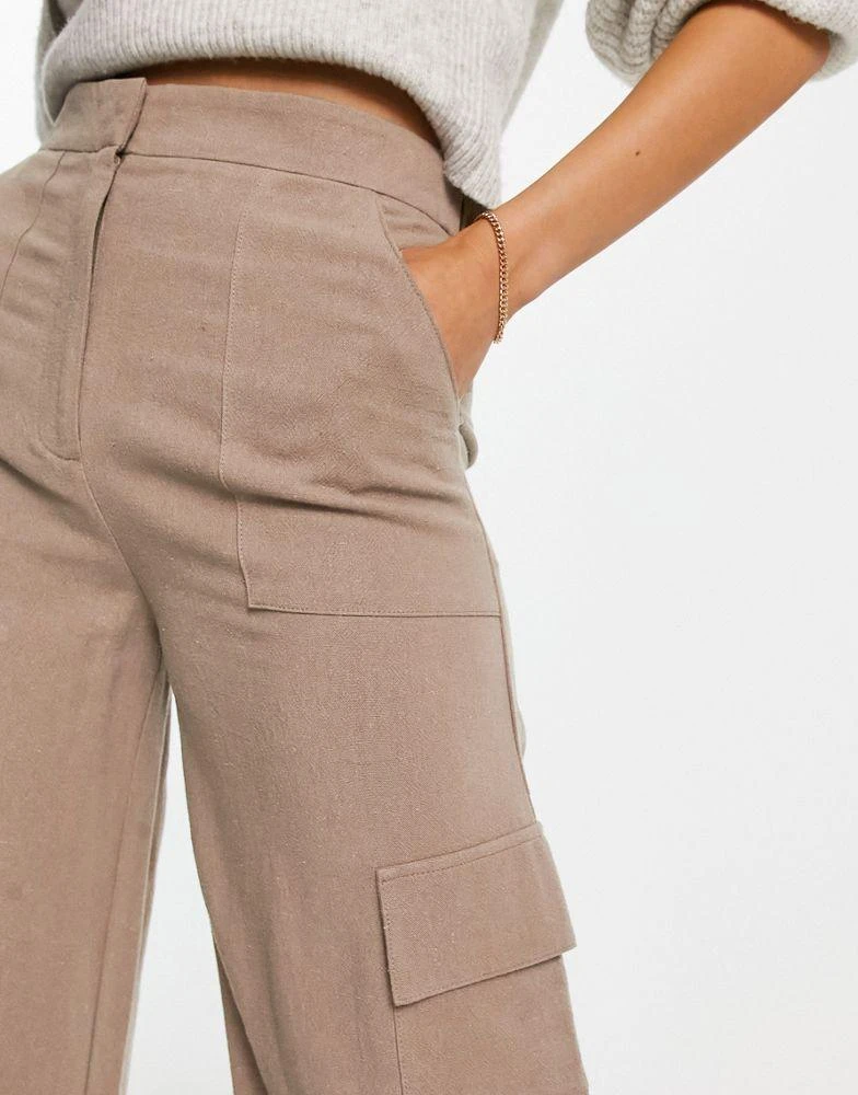 商品ASOS|ASOS DESIGN cargo trouser with linen in taupe,价格¥240,第3张图片详细描述