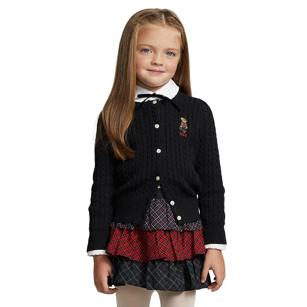 商品Ralph Lauren|Toddler and Little Girls Polo Bear Mini-Cable Cotton Cardigan,价格¥197,第4张图片详细描述