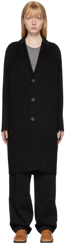 Black Wool Single Breasted Coat商品第1张图片规格展示