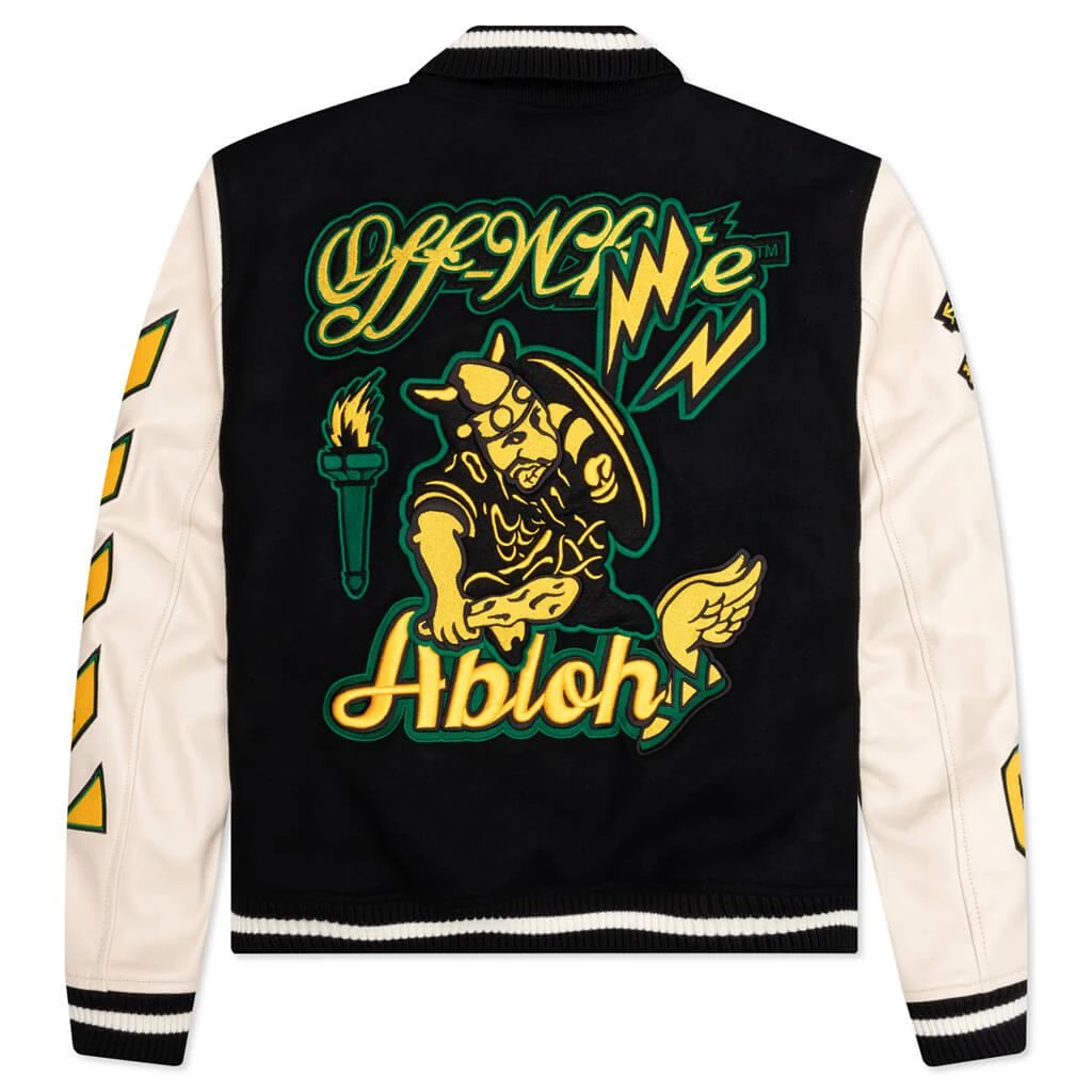 商品Off-White|Graphics Leather Varsity - Black/Yellow,价格¥25184,第2张图片详细描述