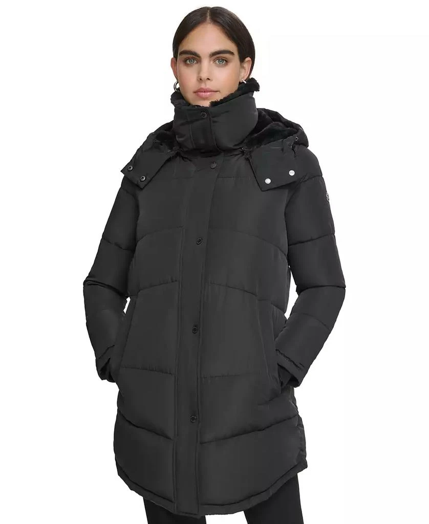 商品Calvin Klein|Women's Faux-Fur-Trim Hooded Puffer Coat, Created for Macy's,价格¥763,第5张图片详细描述