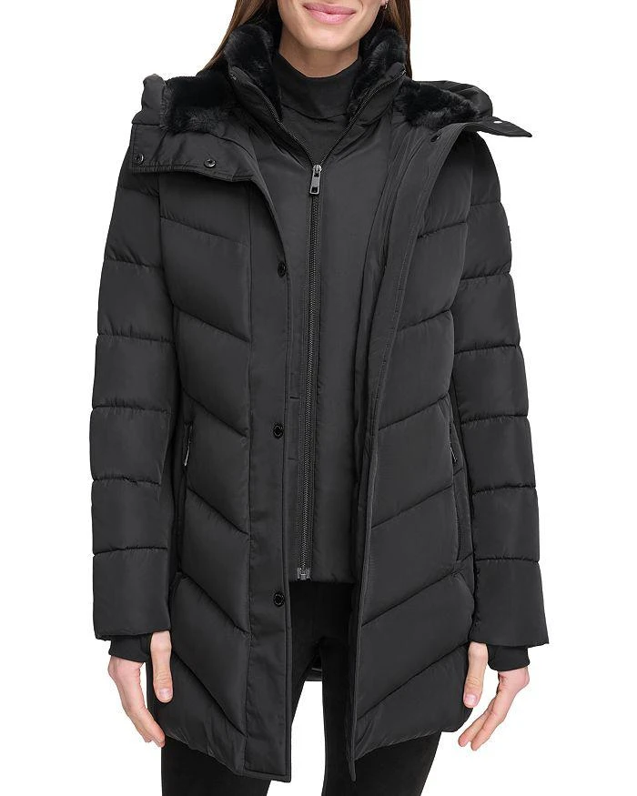 商品Calvin Klein|Faux Fur Trim Puffer Coat,价格¥1076,第5张图片详细描述