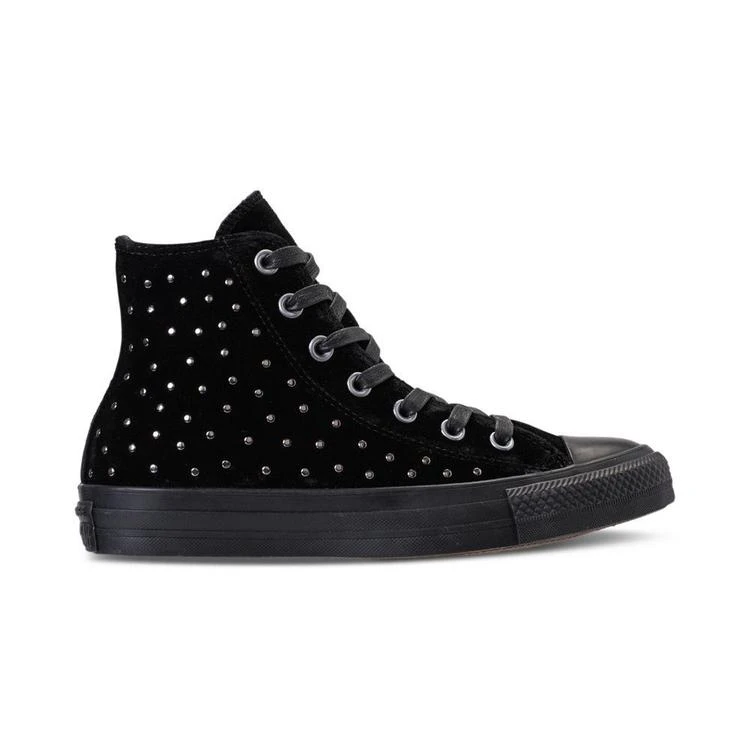 商品Converse|Women's Chuck Taylor Hi Velvet Stud Casual Sneakers from Finish Line,价格¥519,第2张图片详细描述