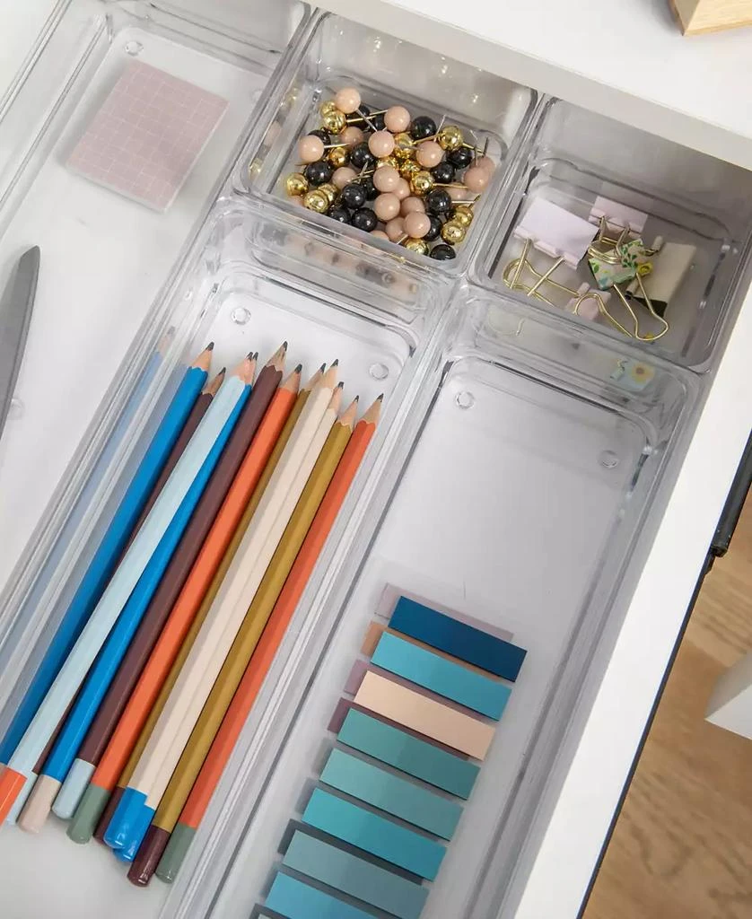 商品Martha Stewart|Miles Plastic Stackable Office Desk Drawer Organizers, Various Sizes, 6 Compartments,价格¥163,第4张图片详细描述