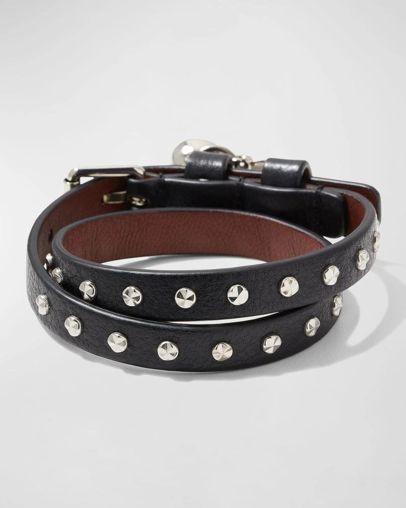 商品Alexander McQueen|Men's Studded Leather Double-Wrap Bracelet,价格¥2400,第4张图片详细描述