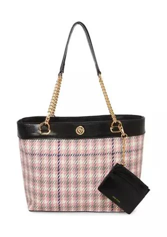 商品Anne Klein|Klein Plaid Tote,价格¥332,第1张图片