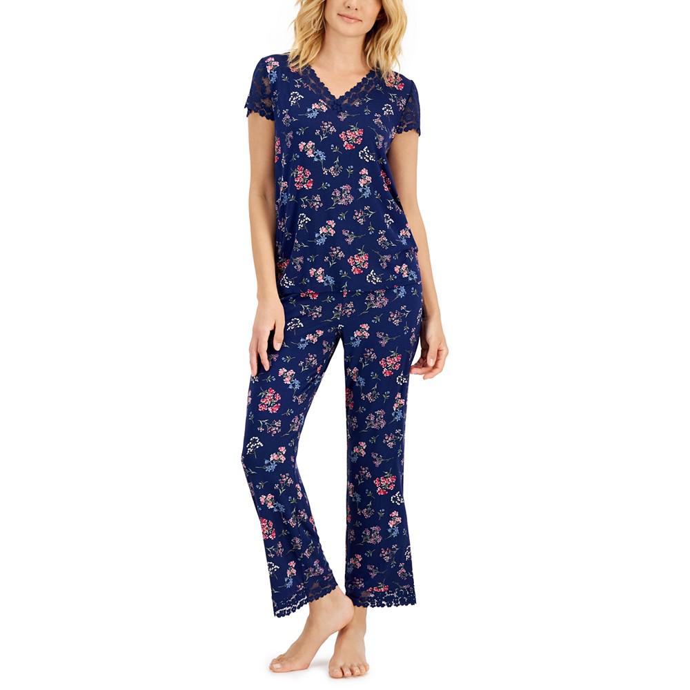 Women's Printed Lace-Trim 2-Pc. Pajama Set, Created for Macy's商品第1张图片规格展示